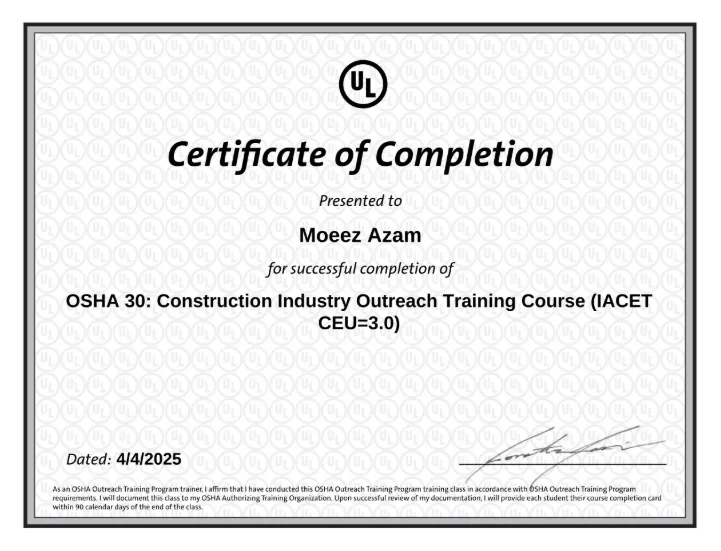 OSHA 30 — Construction Industry Outreach Training